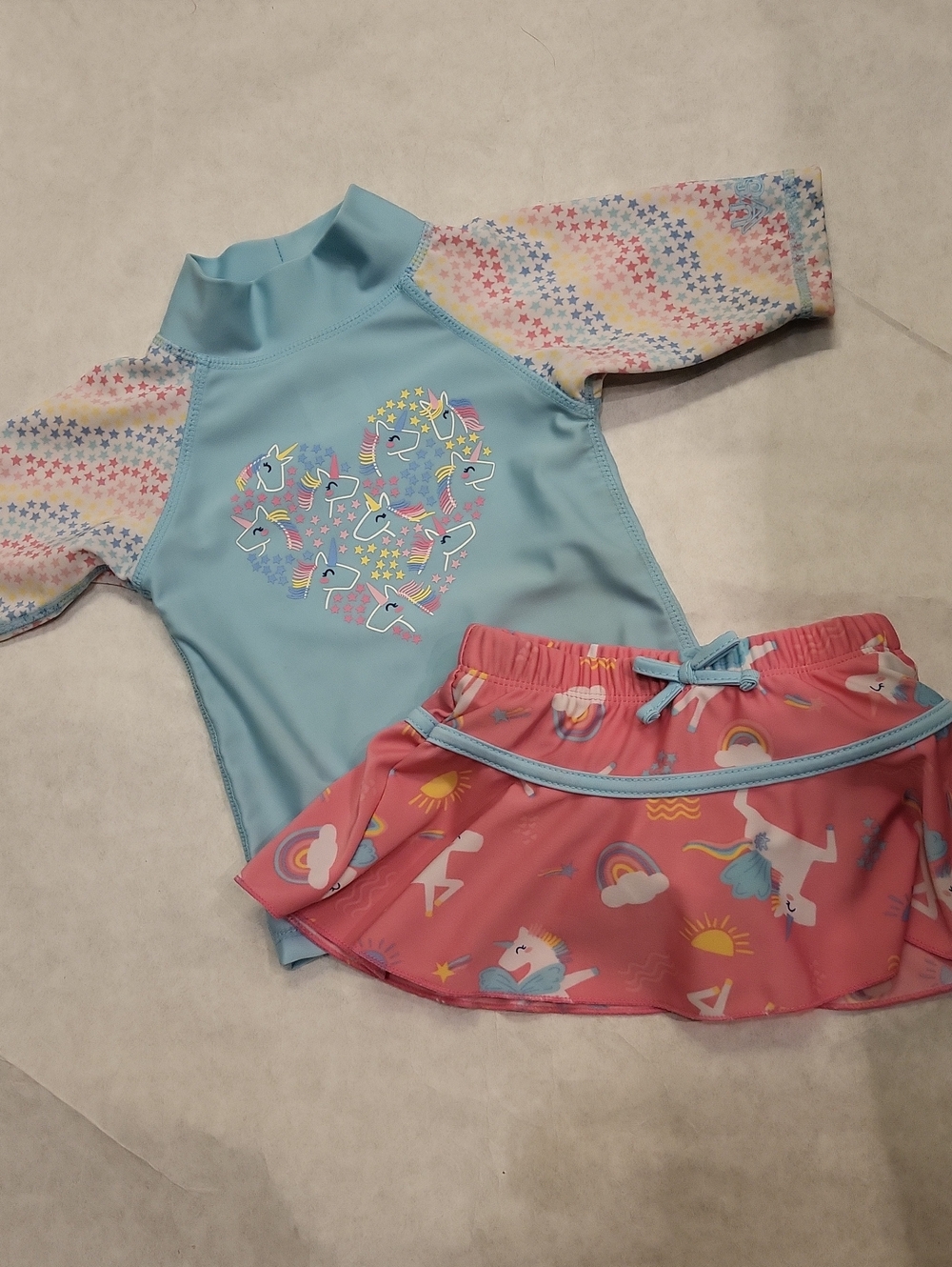 UV Skinz rashguard unicorn print two piece swimsuit
